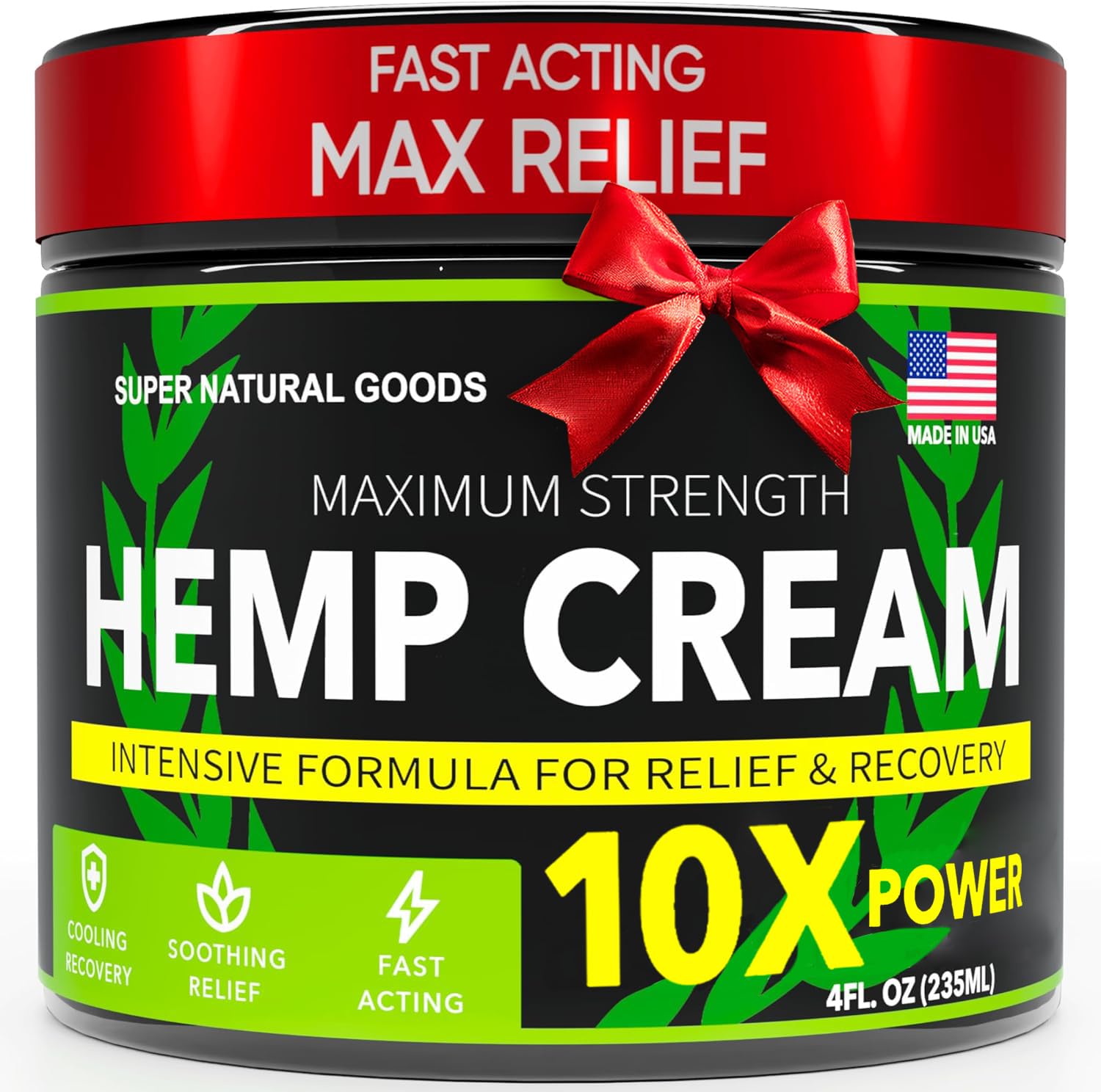 Hemp Cream Maximum Strength (4 oz) Hemp Oil & Arnica, Soothes Discomfort on Joint Muscle Shoulder Hip Nerve Neck Knee & Back Support. All Relief Cream. Instant Turmeric Menthol Rub