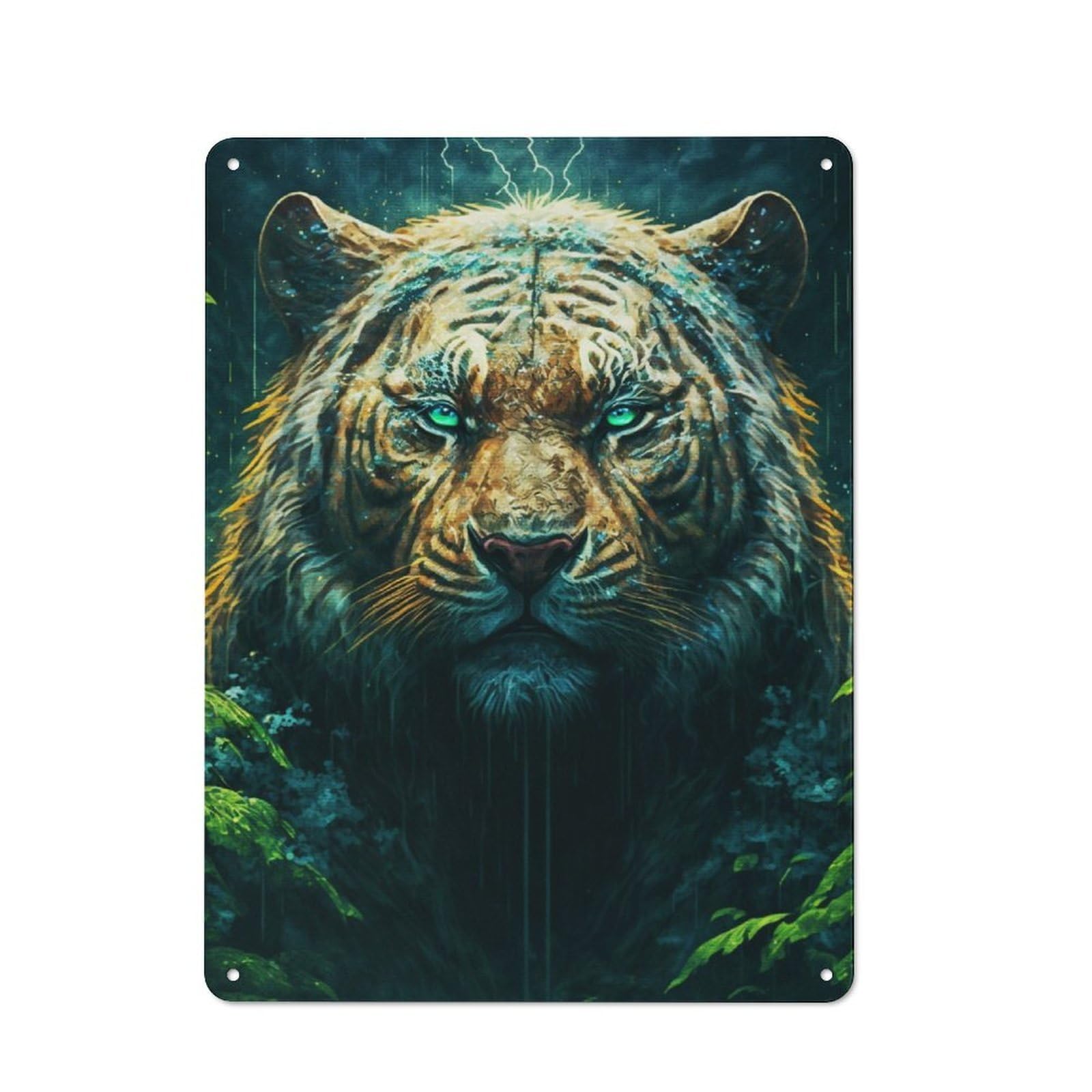 Junmoney Legendary Forest Tiger Rustic Metal Plaque 40X30cm For Guest Room Or Hallway, For Home Interiors, Feature Walls And Decorative Displays
