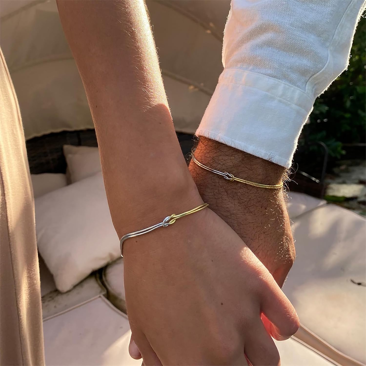 WETMT 1Pair Love Knot Bracelet for Couples Women Gold Silver Knot Bracelet Mother Daughter Bond Knot Bracelet Friendship Forever Infinity Bracelets Best Friend Bracelet Chrismas Valentine Jewelry - Image 3
