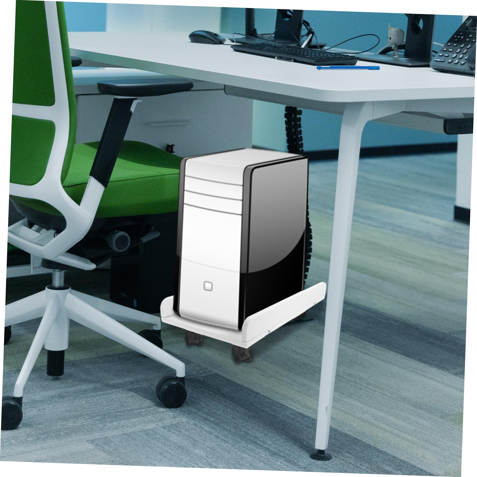Soporte para Torre de PC Material Madera y Plástico Ruedas, Diseño Multifuncional y Capacidad de Carga Fuerte Adecuado para Escritorio de Oficina