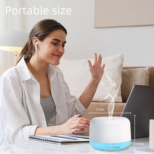 Miniatura 7 de Difusor de aceite esencial de 10.1 fl oz con control remoto, 7 luces LED que cambian de color, humidificador de aire de fragancia de niebla fría de
