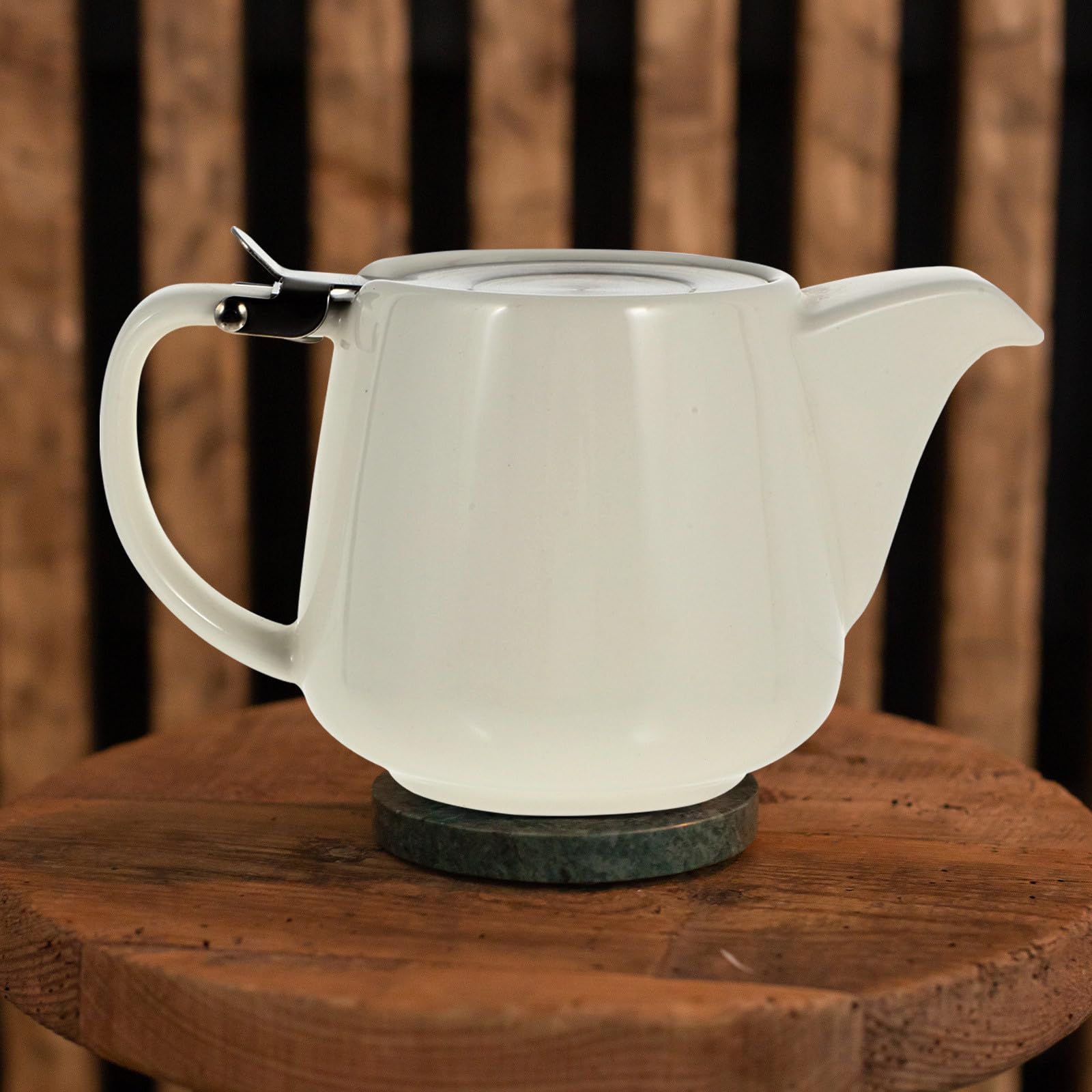 Zerodeko Théière en Céramique avec Filtre, Élégante et Résistante, Théière à Long Bec Blanc Crème 600 Ml