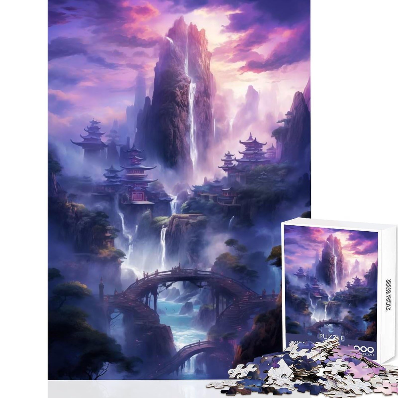 Magical Falls Jigsaw Puzzles for Adults 1000 Piece Recall Fun Play Advanced Laser Cutting Tech Family Fun Night Activity 50x75cm