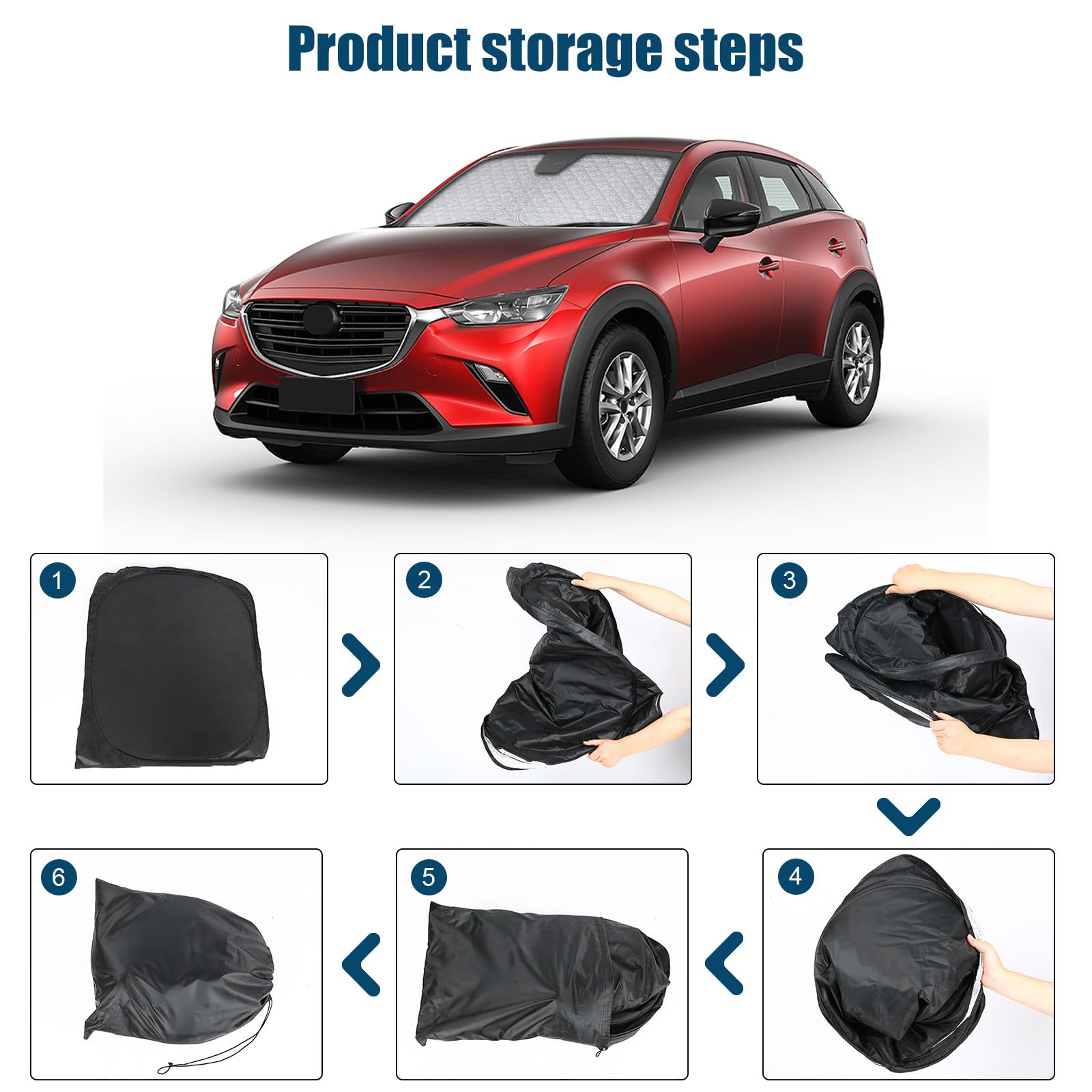 KUST - Parasol Personalizado Para Parabrisas De Mazda 3, Accesorios Para Mazda 3 2014-2025 2026, Parasoles Plegables Para Ventanas De Hatchback/sedán, Cubre Parabrisas, Visera Que Bloquea Los Rayos UV
