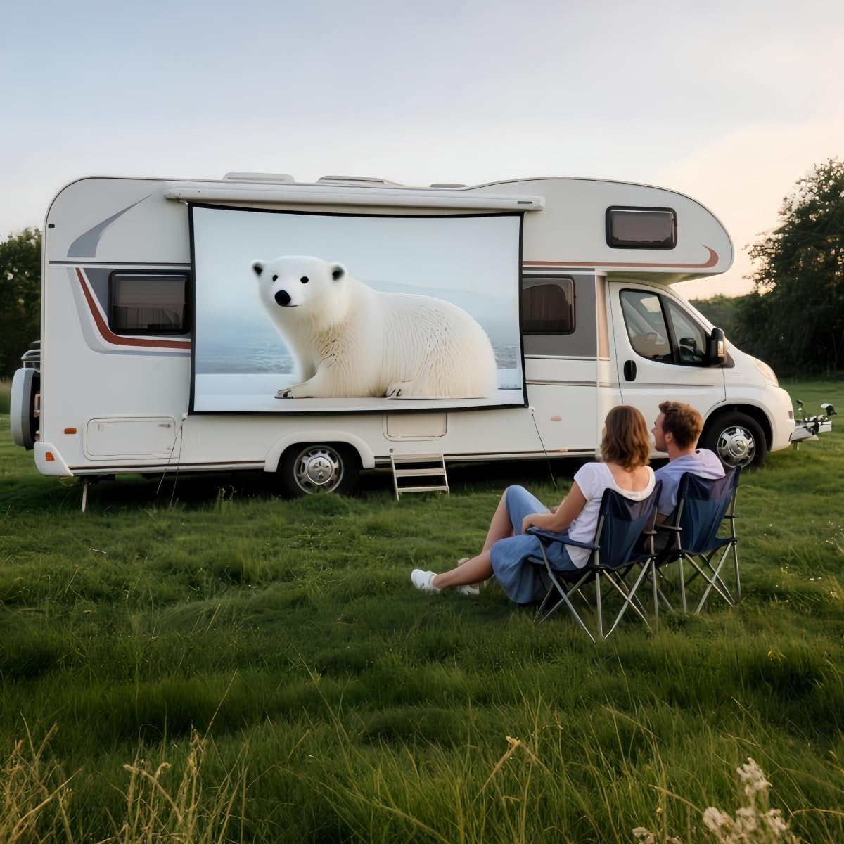 Leinwand Beamer 150 Zoll | 16:9 HD Faltbare Beamer Leinwand Outdoor | Dickerer, Lichtdichterer Projektor Leinwände | Knitterfrei und Leicht zu Tragen - Besonders Geeignet für Outdoor, Camping, Zuhause