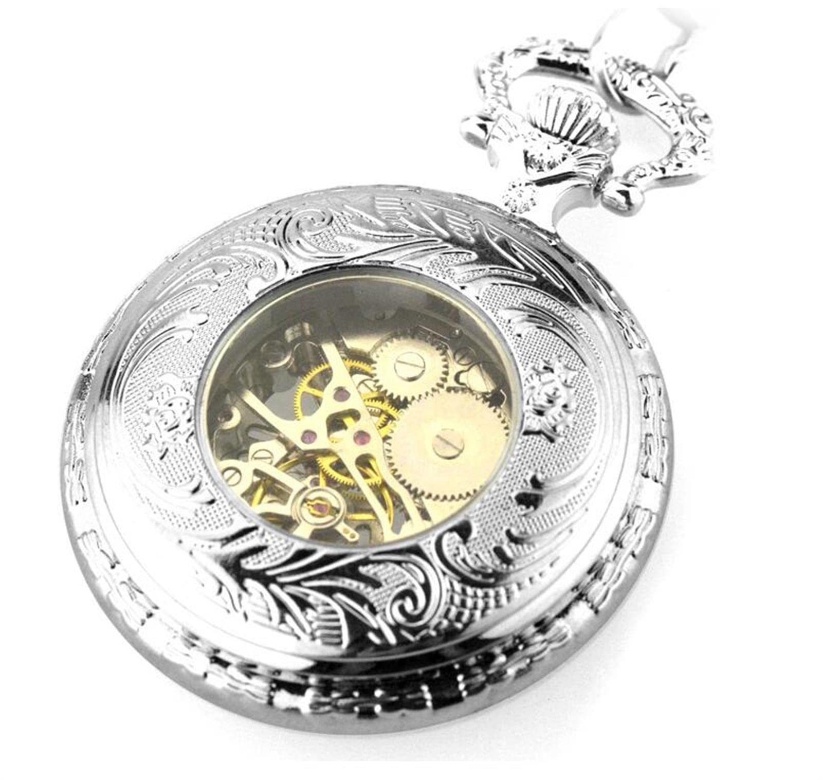 Zegarki kieszonkowe, Męskie zegarki kieszonkowe w stylu vintage(Silver)