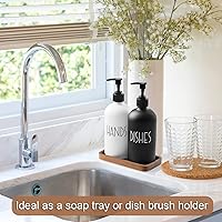 Vista 3 de ALELION Bandeja de tocador pequeña de 6" para baño - Bandeja dispensadora de jabón de cocina de madera de acacia - Bandeja decorativa para tocador