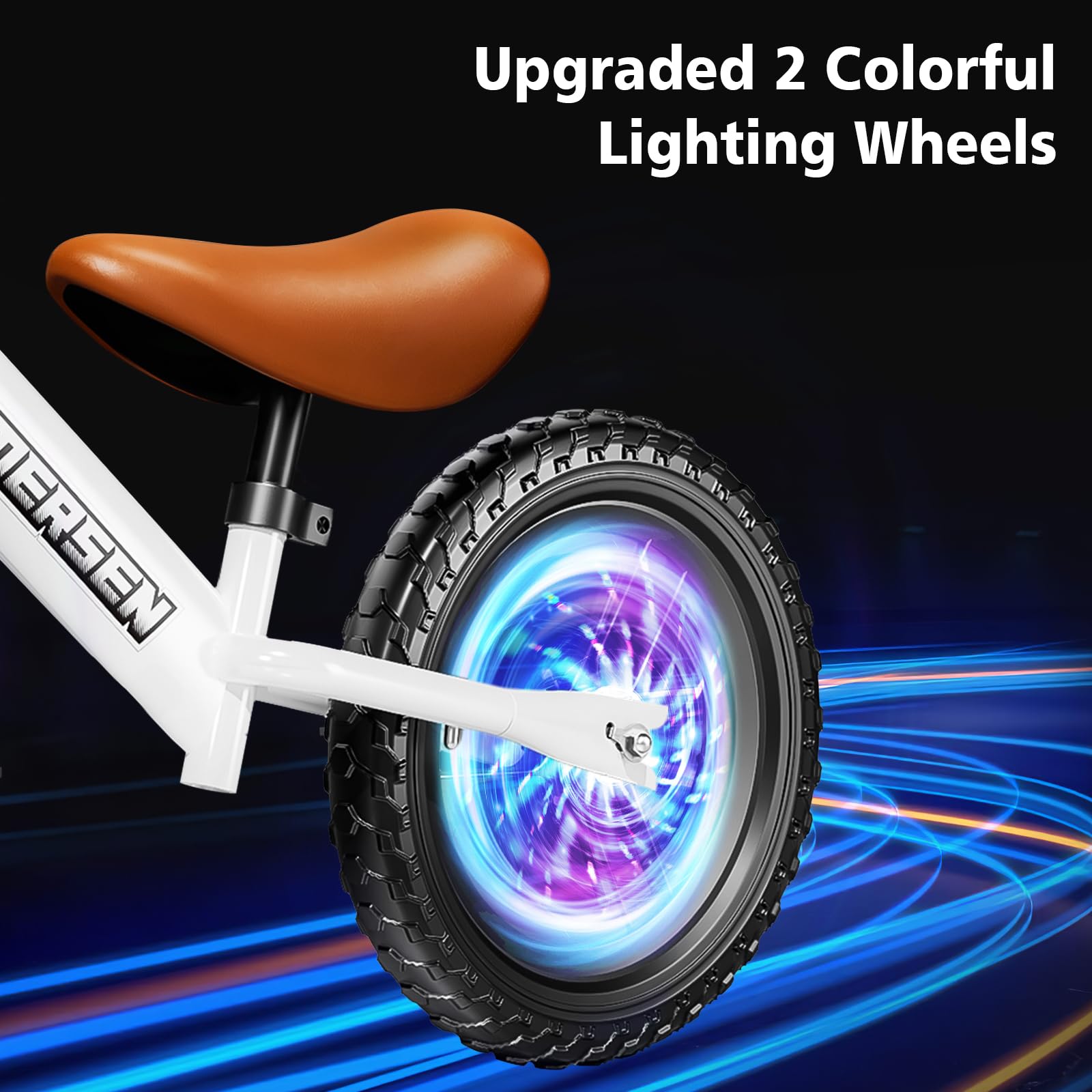Colorful Lighting Toddler Balance Bike 2 3 Year Old,Balance Bike for Age 24 Months to 5 Years Old,12Inch Lightweight Steady Balancing Bike with Adjustable Handlebar&Seat,Birthday Gift for 2 3 4 5 Kids