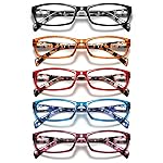 kunchu 5 Pack Reading Glasses for Women Men - Blue Light Blocking Spring Hinge Computer Readers Anti Glare UV Eyeglasses (Black Floral, 2.25, x)