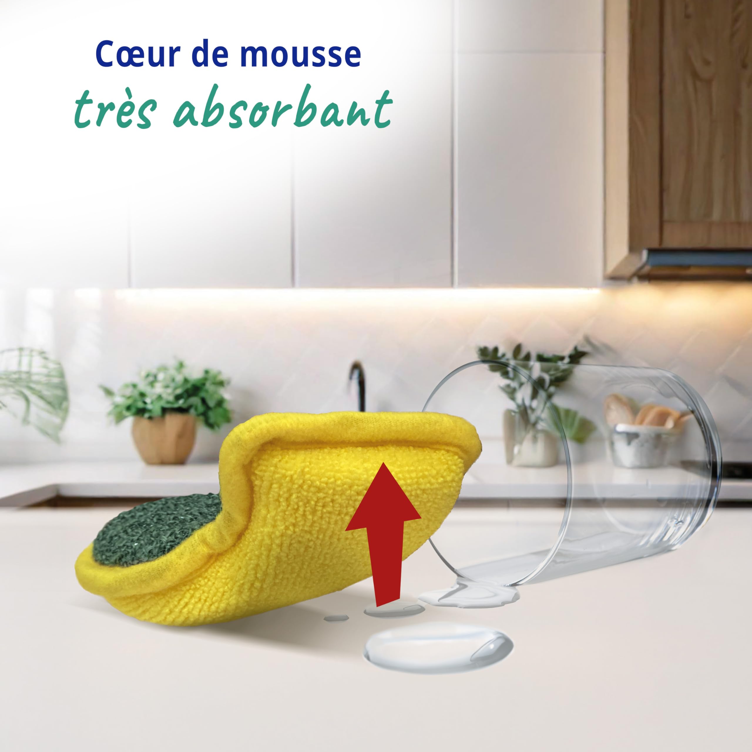 Spontex Flex & Wash Éponges réutilisables microfibre double face 4 pièces