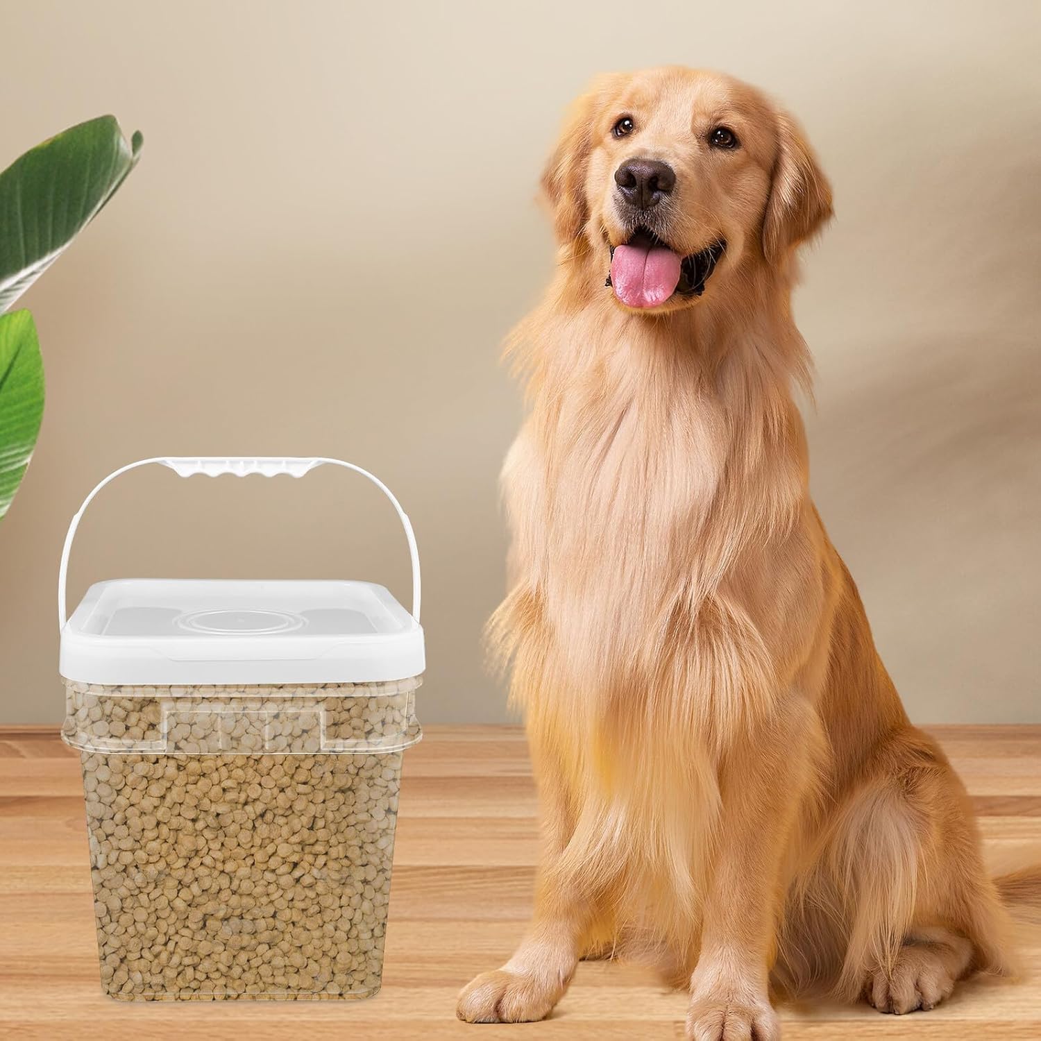 2pcs 10l Food Grade Pet Food Storage Buckets with Sealed Lids and Portable Handles for Dog and Cat Organization