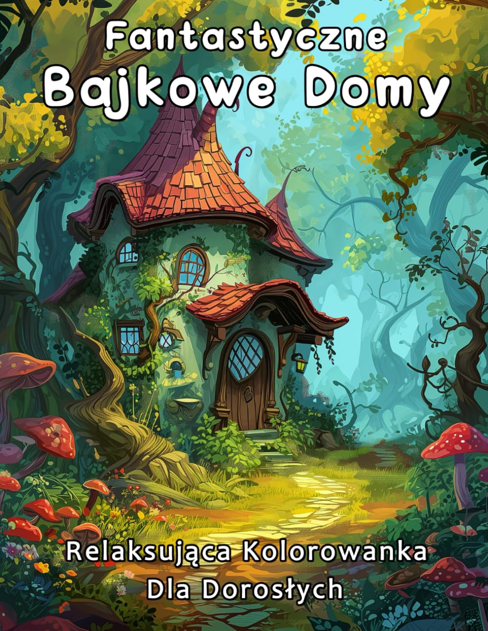 Fantastyczne Bajkowe Domy Relaksująca Kolorowanka dla Dorosłych: Odstresowujące Ilustracje z Zaczarowanymi Baśniowymi Domkami do Pokolorowania