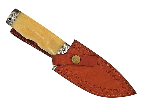 Miniatura 7 de SFG - 9" Fixed Blade Hunting Bowie Knife, Damascus Steel Blade, Non-Slip Buffalo Bone Handle, Hunting, Camping, Backpacking, Fishing, Christmas Gift