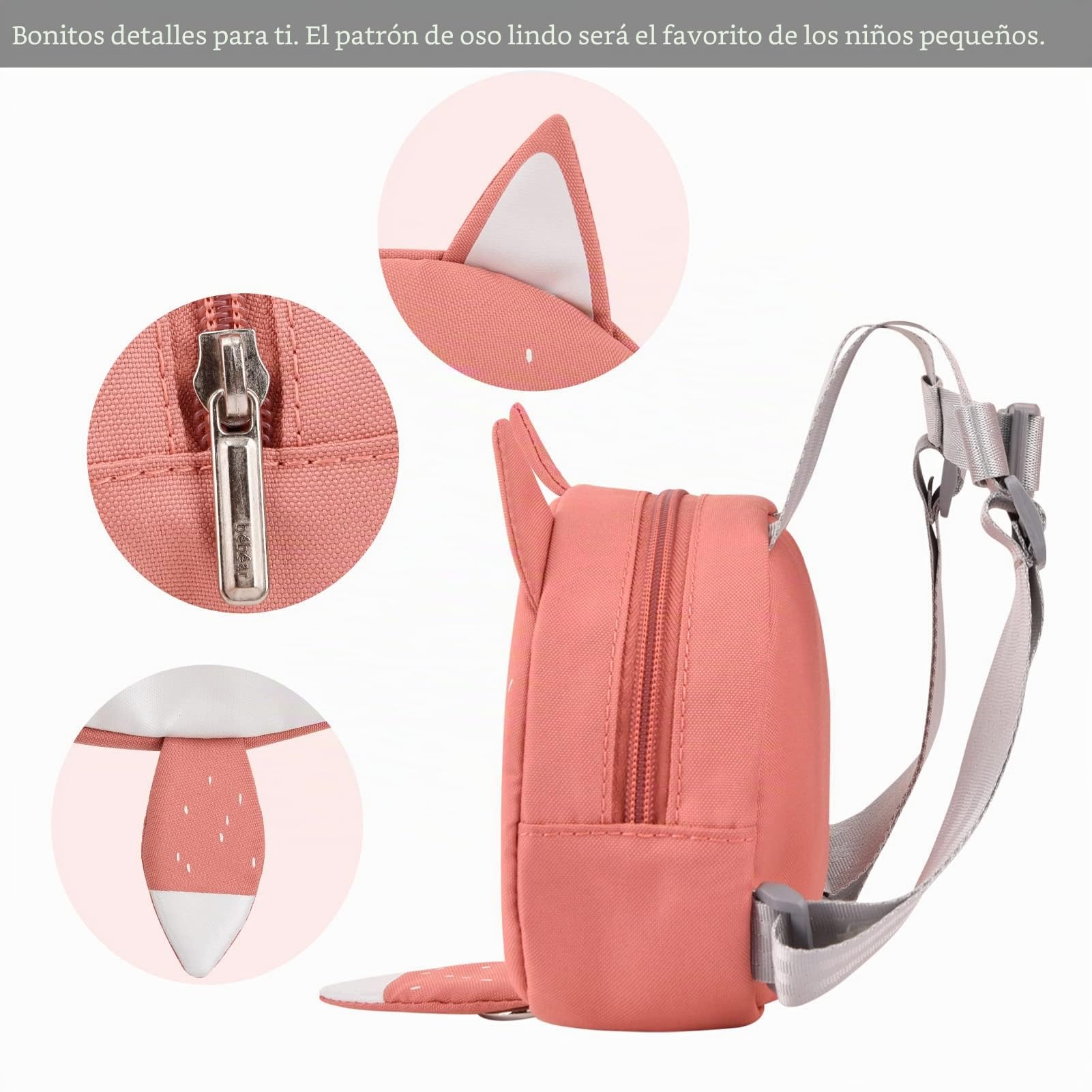 Bebamour Animal Mochila para niños pequeños con riendas de seguridad Mini bolsa con correa de seguridad para niños Mochila portátil Mochila con arnés de seguridad para niños y niñas,Orange Squirrel