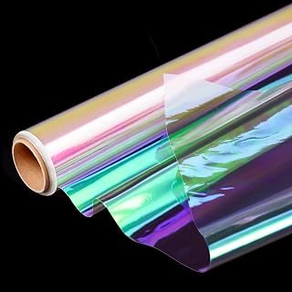 POPGIFTU Cellophane Wrap Paper Rainbow Color | Unfolded 86CM Wide X 15M Long | Iridescent Film Cellophane Gift Wrap | Florist DIY Flower Bouquet Wrap Wedding Birthday Present Gift Package Wrapping