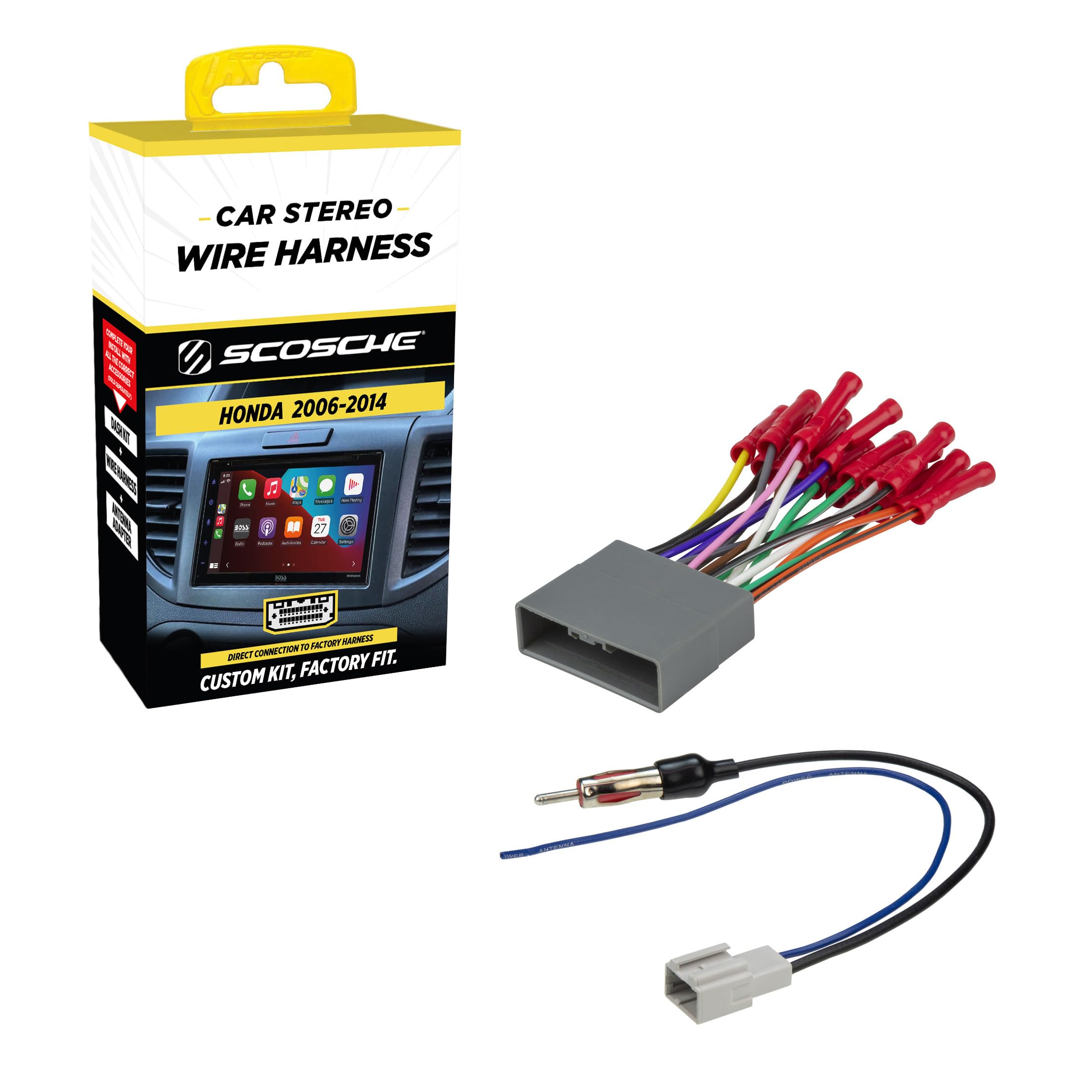 Scosche HA0AB Wire Harness & Antenna Adapter Bundle Compatible with Select Non-Amplified 2006-2014 Honda Vehicles