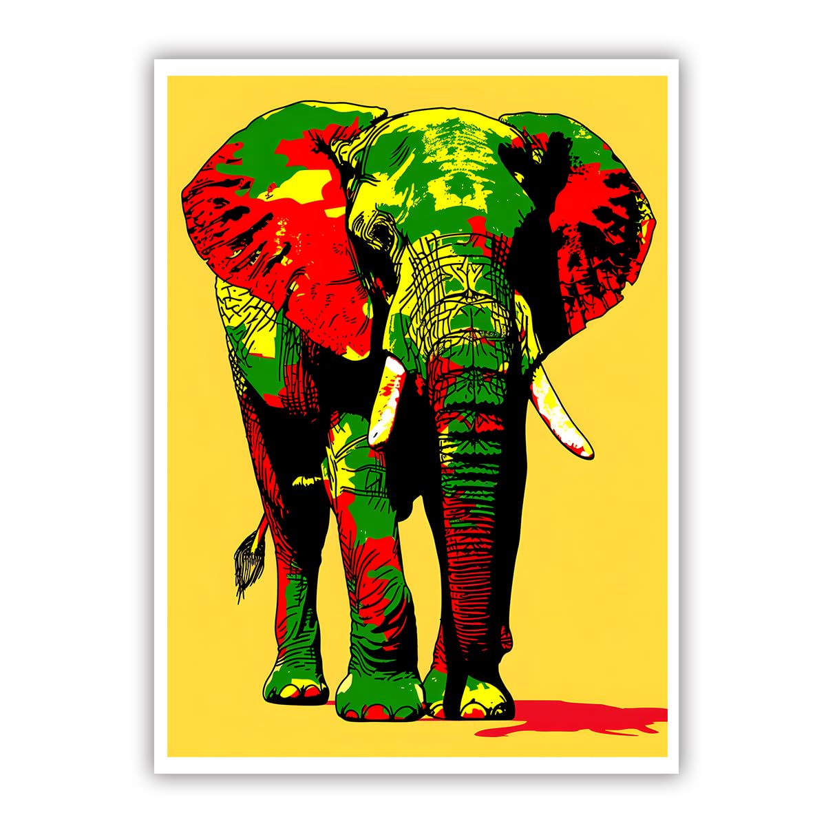 OSHIONARTE Elephant Canvas Wall Art Graffiti Pop Art Wildlife Painting Pictures Vibrant Yellow Canvas Poster for Living Room Bathroom Decor 45x60cm Frameless