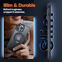 Vista 6 de TAURI - Anillo magnético giratorio de 360° para iPhone 14 Pro, funda negra [diseñada para Magsafe] con soporte y anillo, funda mate traslúcida a