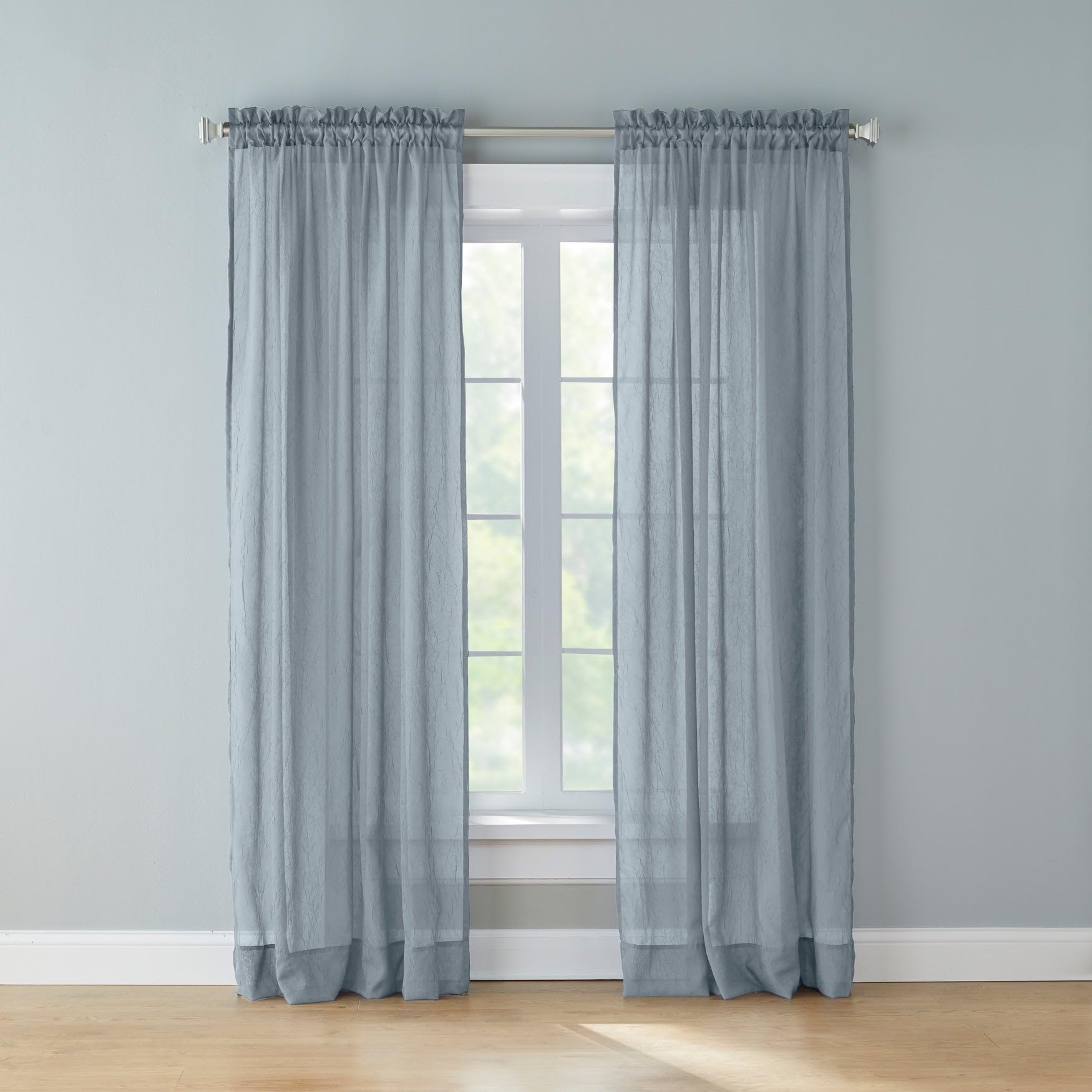 BrylaneHome BH Studio Crushed Voile Rod-Pocket Panel - 51" W 84" L, Powder Blue