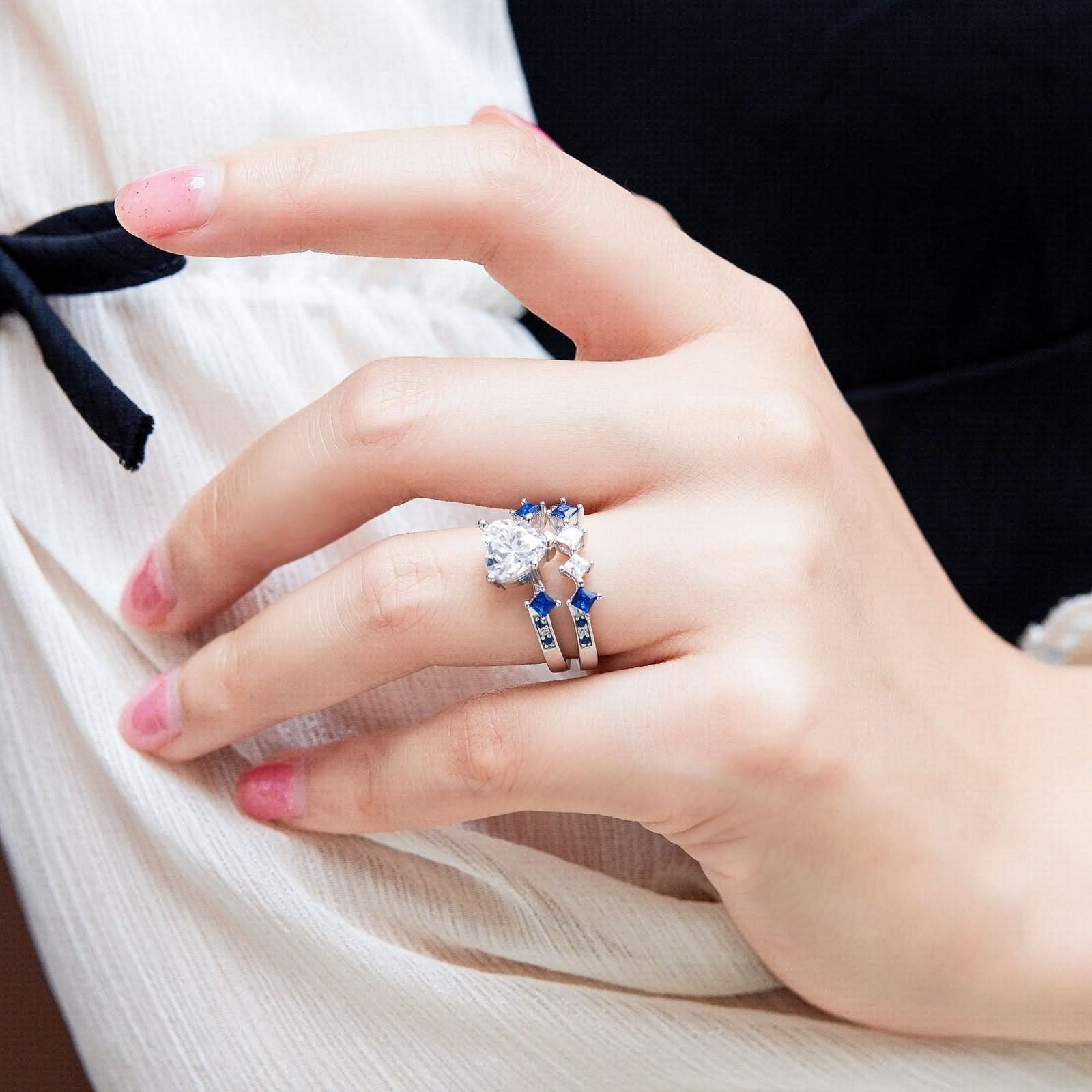 Ehering für Damen, Silberschmuck für Damen, rund, Sterlingsilber mit Zirkonia, zum Valentinstag