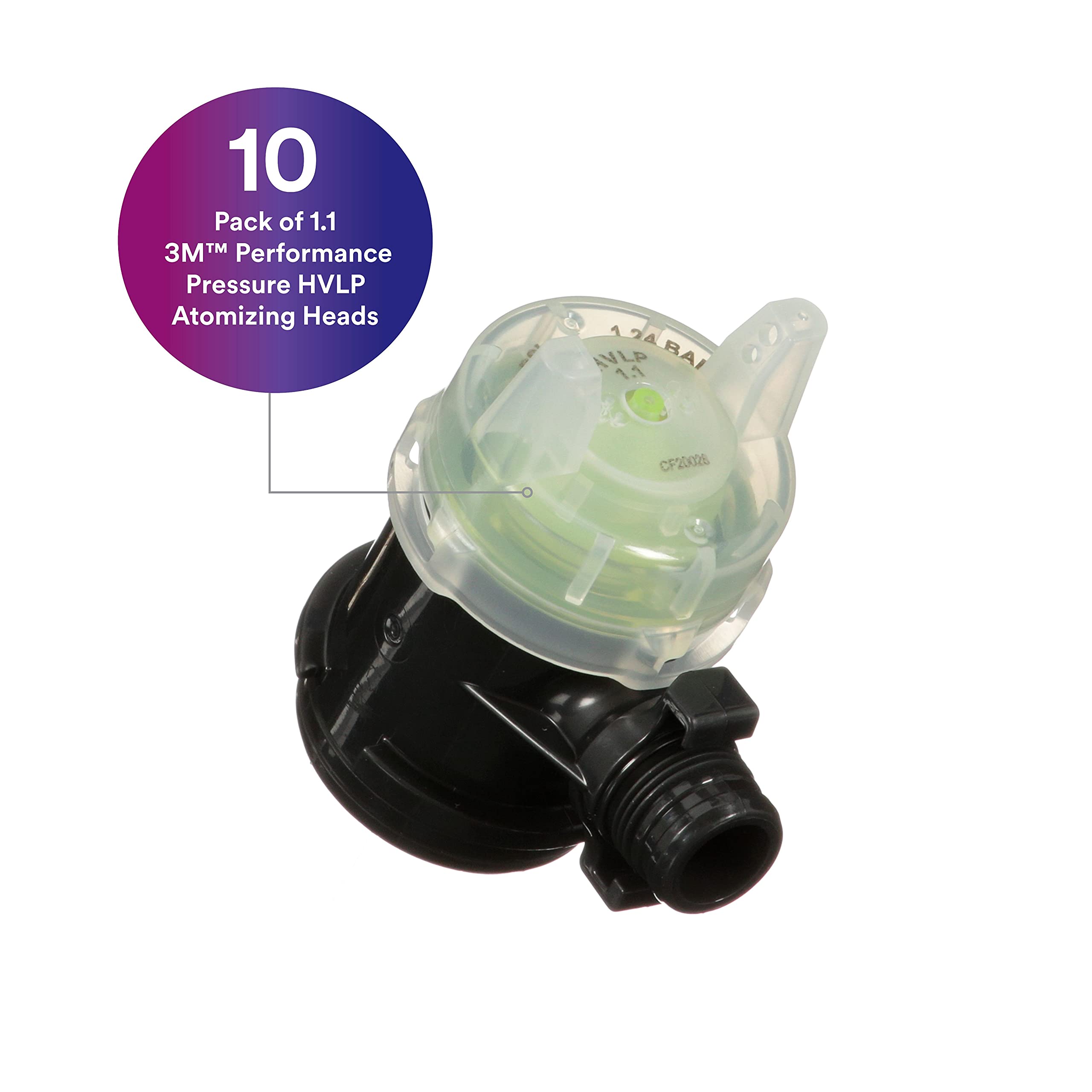 3M Performance Pressure HVLP Atomizing Head Refill Kit, 26811, Size 1.1, Yellow, for use Performance Industrial Spray Gun, 10 Pack