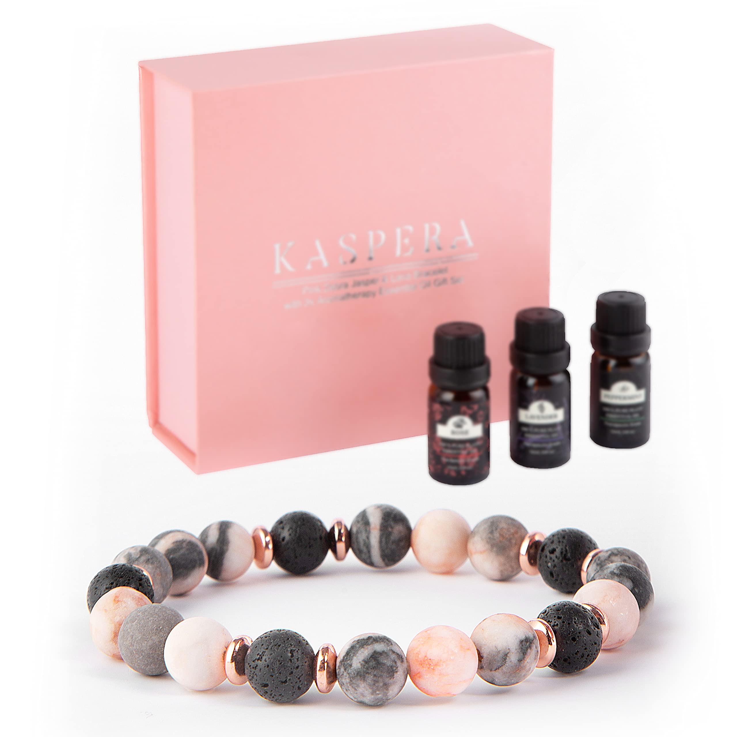 Anti Anxiety Bracelet for Women Gifts Set, with 3 Aromatherapy Essential Oils (10ml*3), Natural Lava Aromatherapy Bracelet Anxiety Gifts for Women Anxiety Relief. Crystal Mindfulness Gifts