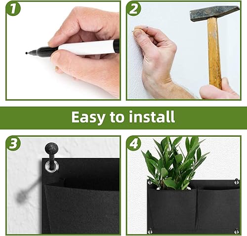 Miniatura 41 de Bolsas de cultivo colgantes para plantar, 9 bolsillos para colgar en la pared, maceta vertical montada en la pared, bolsa de cultivo