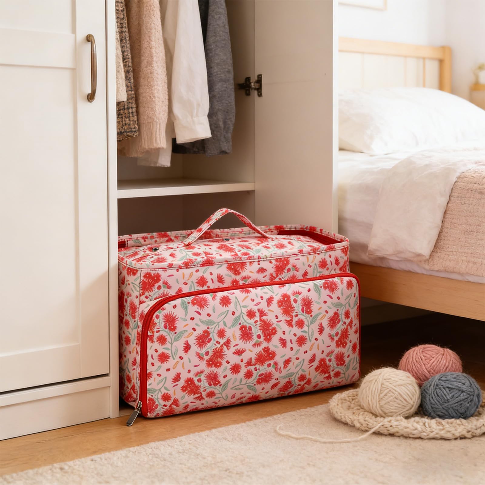 Simpatico porta ferri da maglia, borsa facile da trasportare con più scomparti per gli appassionati di uncinetto