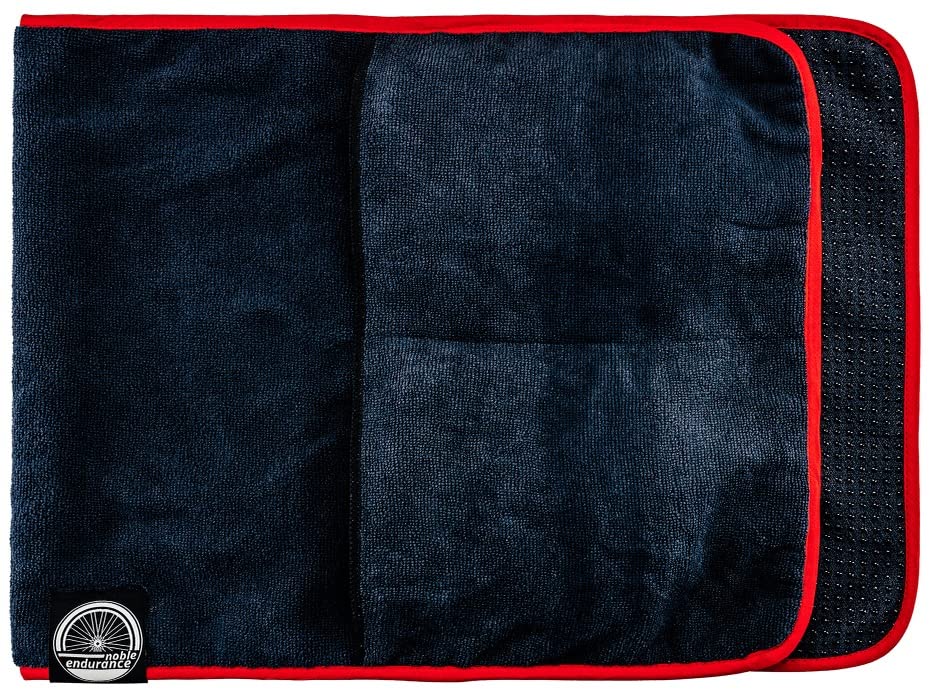 Noble EnduranceBicycle Sweat Guard Drip Towels Bike Trainer Handlebar Spin Towel with Pockets for Indoor Riding and Sweat Protection. Compatible with Peloton, Most Spin Bikes, Biking Accessories
