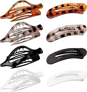 8 Pieces Flat Hair Clips, Flat Hair Clips for Women, French Hair Clip Flat, Hair Clips Plate, Non-Slip Flat Hair Clips for Girls Thick and Thin Hair Casual Sport (4 Colors 2 Styles)