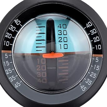 Inclinometer Level Gauge Dashboard, 45 Degree Angle Slope Meter, 360 Degree Rotation Vehicle Level Gauge for Car Campervan Motorhome System, Black