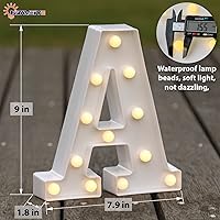 Vista 3 de HXWEIYE Letras iluminadas A, letrero con luces LED de marquesina 26 letras del alfabeto y 10 números, letra grande luminosa para fiesta, cumpleaños