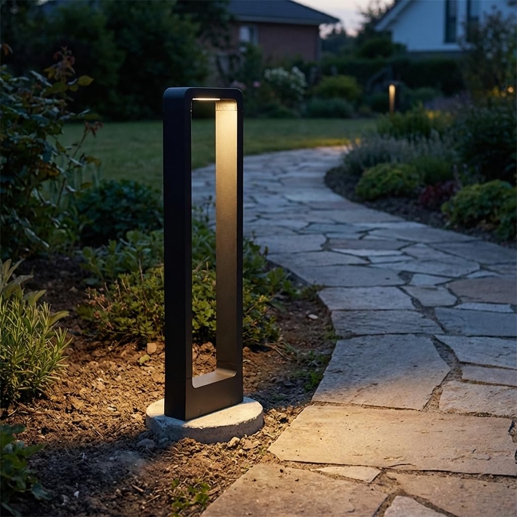Alpinaluz Baliza LED Exterior 10W 65cm - Lámpara de Pie para Jardín y Caminos con Luz Cálida 3000K - Baliza Moderna en Aluminio Negro IP65 con Iluminación Descendente para Patio y Entrada