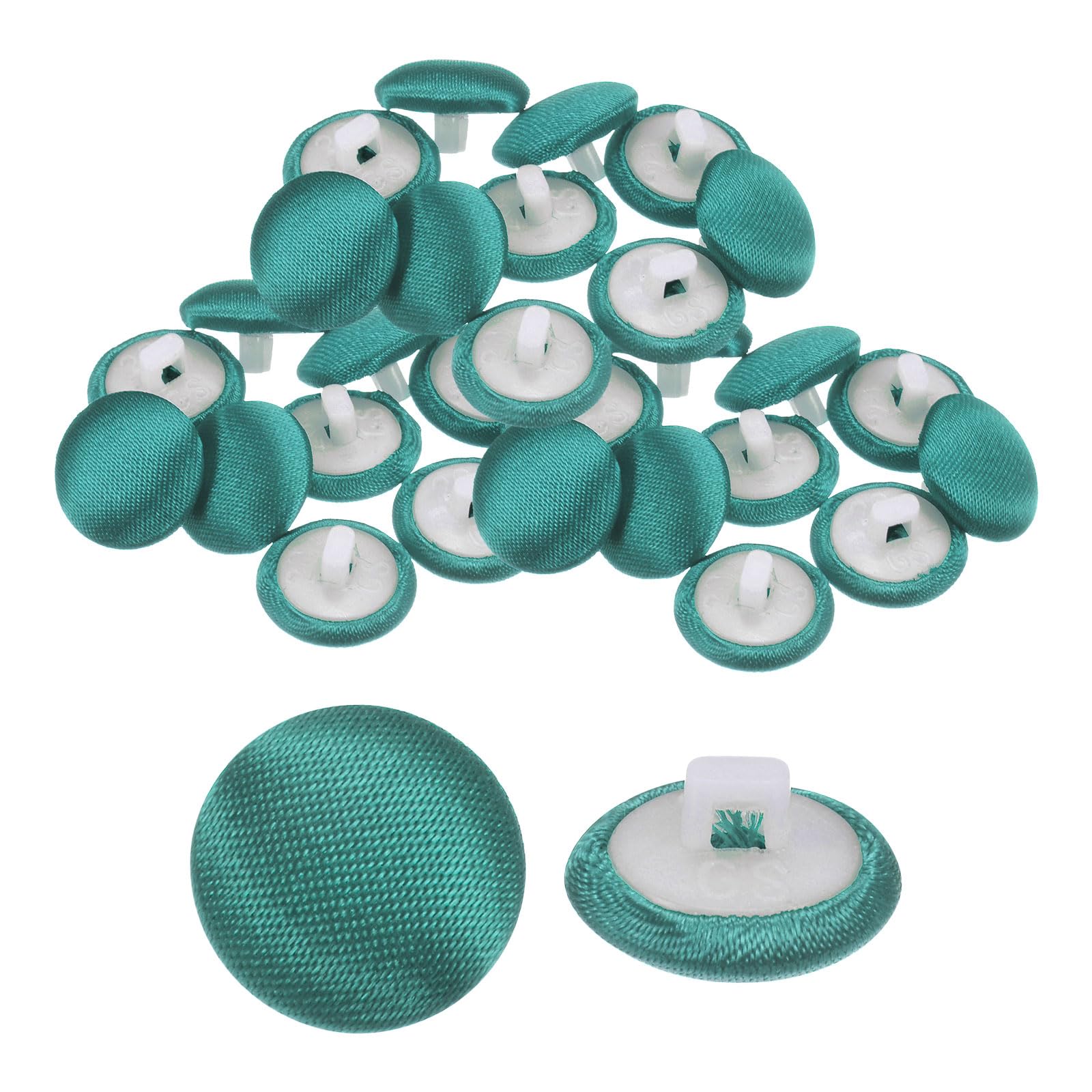 sourcing map 30pcs Satin Buttons 0.5" (12.5mm) Smooth Satin Covered Round Tuxedo Buttons with Shank Cloth Buttons for Bridal Wedding Dress Blouse Suits DIY, Coral Green