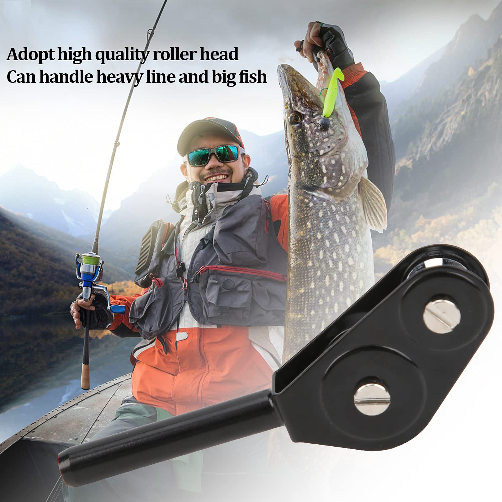 Srliya Anillo de Polea de Doble Rodillo para Caña de Pescar, Punta Guía, Herramienta de Pesca con Curricán para Barcos con Construcción (4,0 mm)