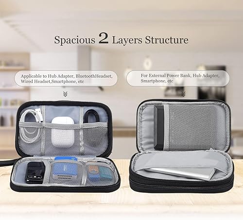 Miniatura 91 de Bolsa organizadora de accesorios electrónicos, organizador universal de viaje para cable, cargador, teléfono, tarjeta SD, bolsa de gadgets para