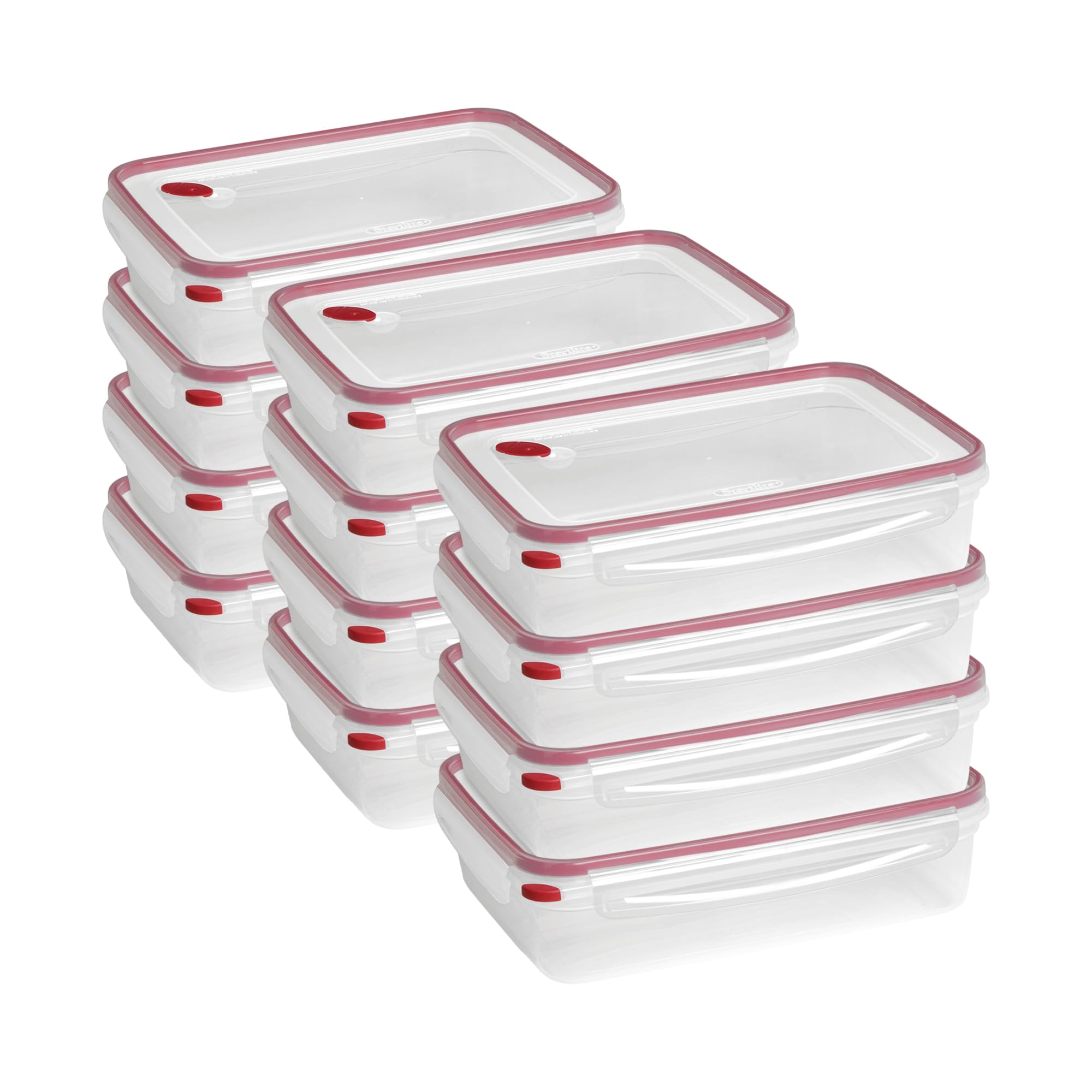Sterilite Ultra-Seal 16 Cup Rectangle, Airtight Food Storage Container, Latching Lid, Microwave and Dishwasher Safe, Clear With Blue Gasket, 12-Pack
