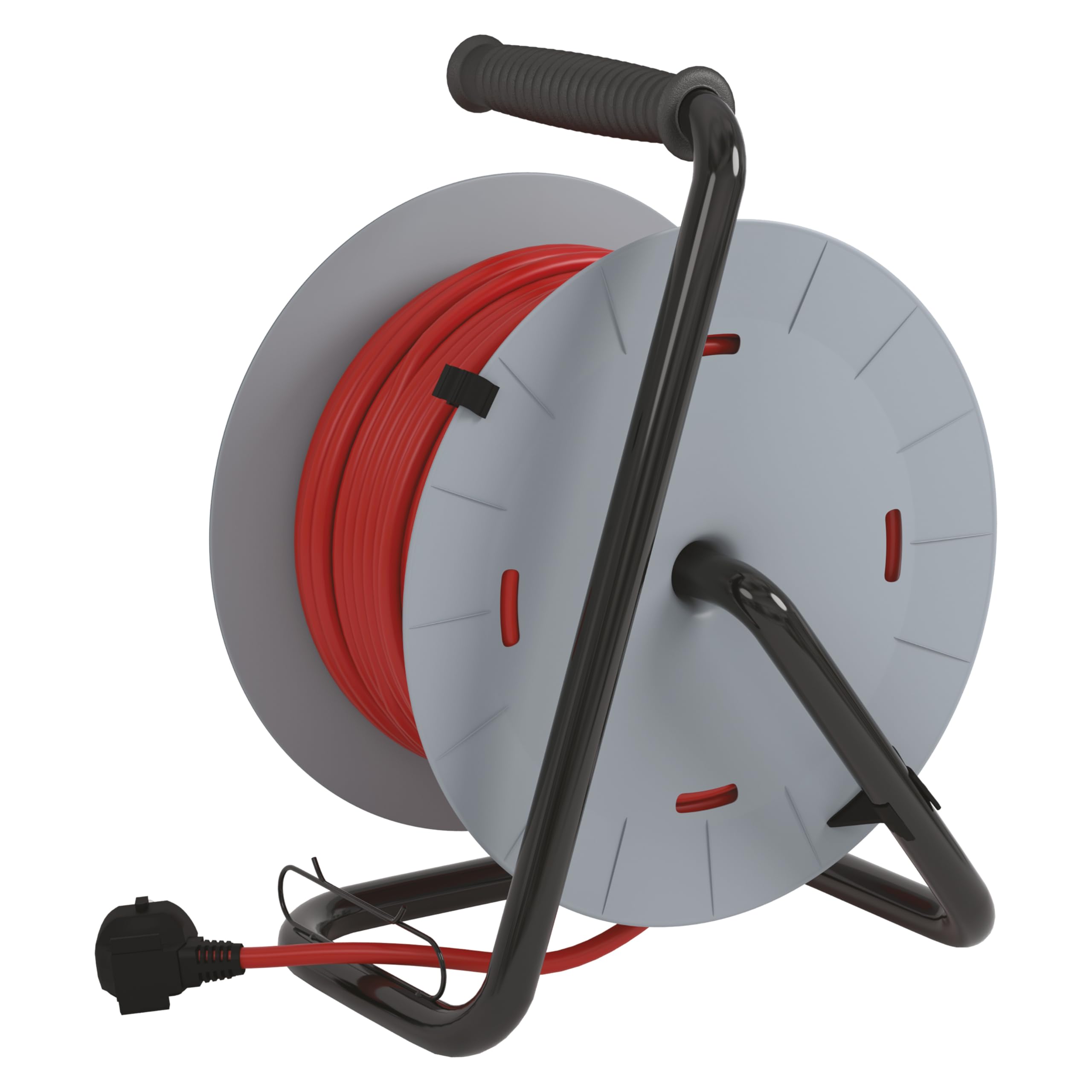EMOS - Bęben kablowy 25 m ze stałym środkiem - 4 gniazda Schuko - 230 V, 13 A, 3000 W - wysokiej jakości izolacja PCW - H05VV-F3G 1,5 mm2 - zabezpieczenie przed przegrzaniem, hamulec szpułowy - IP20
