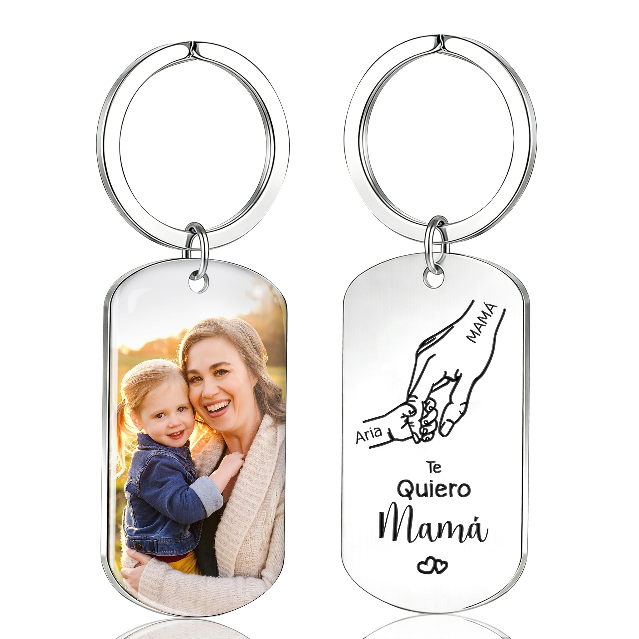 Llavero Regalo Dia de la Madre Personalizado Regalo Mama - Llaveros Personalizado con Foto Texto para Mamá, Mama Cumpleaños Regalos Personalizados para Madre Mujer