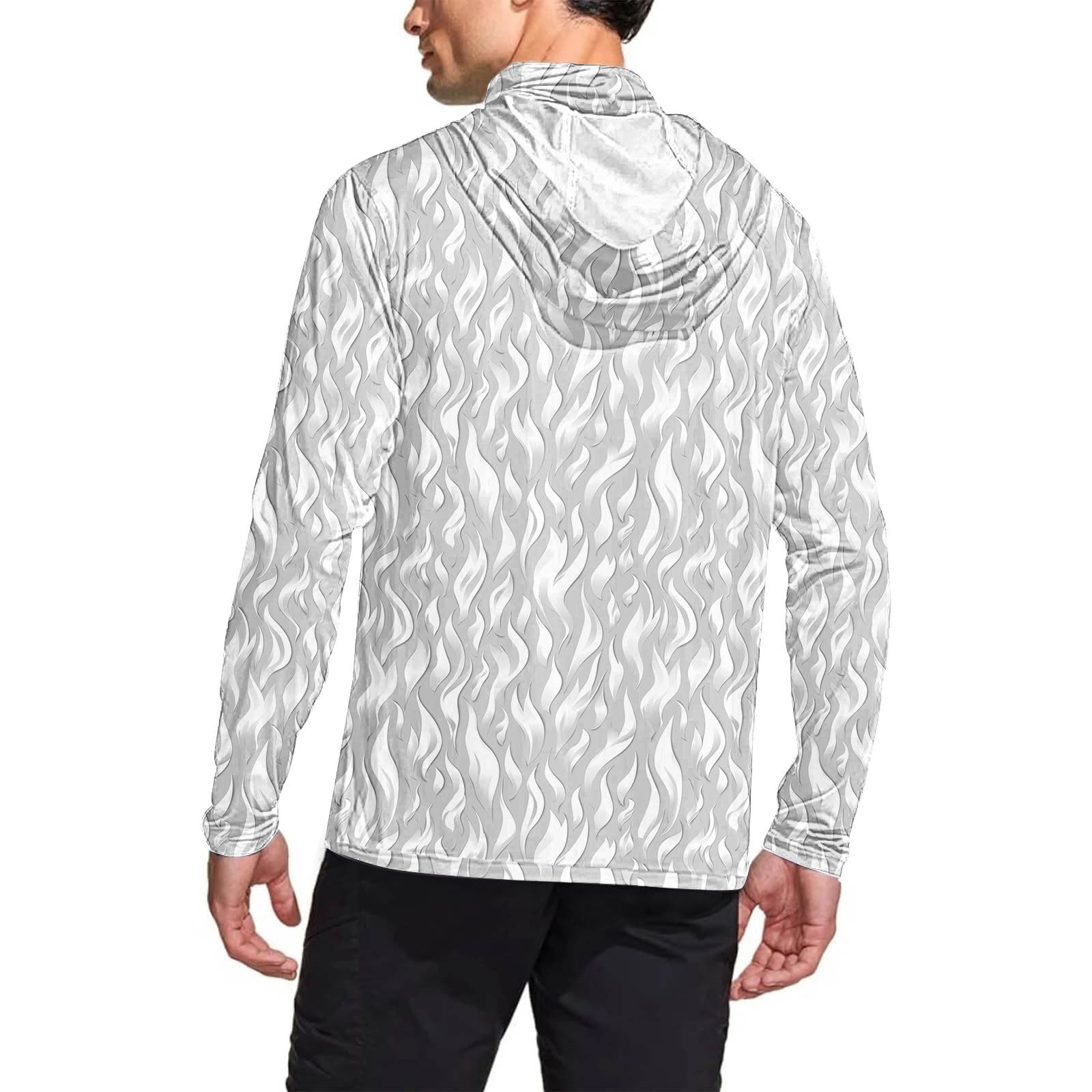 Herren UV-Schutz Hoodie Kapuzenpullover UPF 50+ Langarm Shirt mit Daumenloch Schnelltrocknend Funktionsshirt Angelhemd mit Maske Atmungsaktives Rash Guard