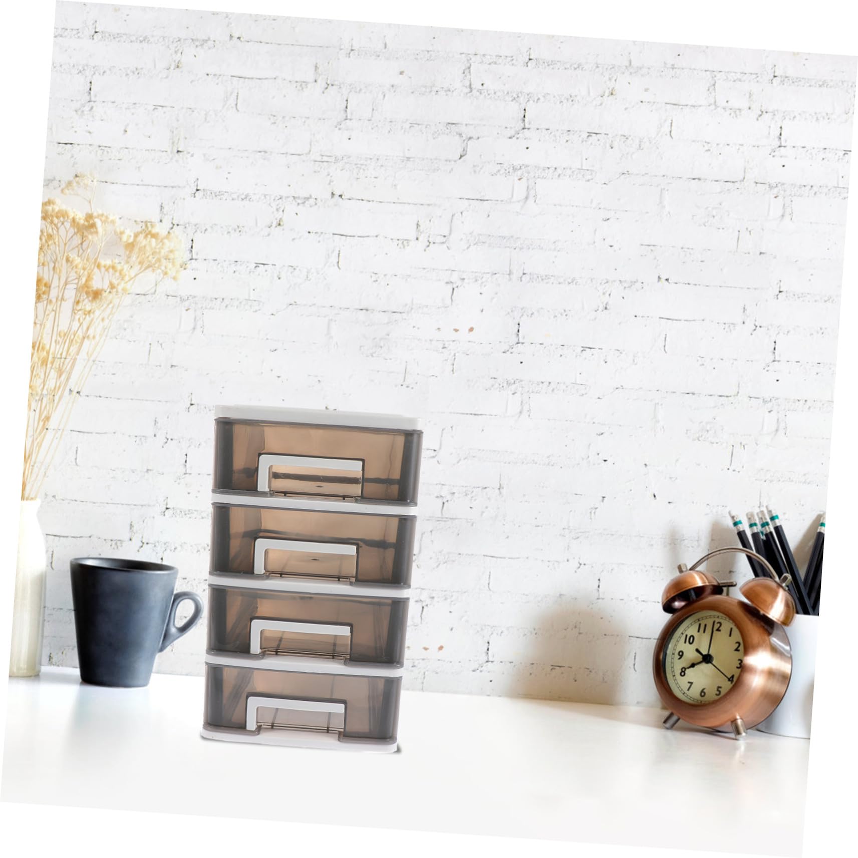 HOMSFOU Scatola Portaoggetti Multi- Trasparente in Plastica Cassettiera Impilabile da Scrivania per Cosmetici e Accessori Organizer Pratico e Capiente per Casa e Ufficio