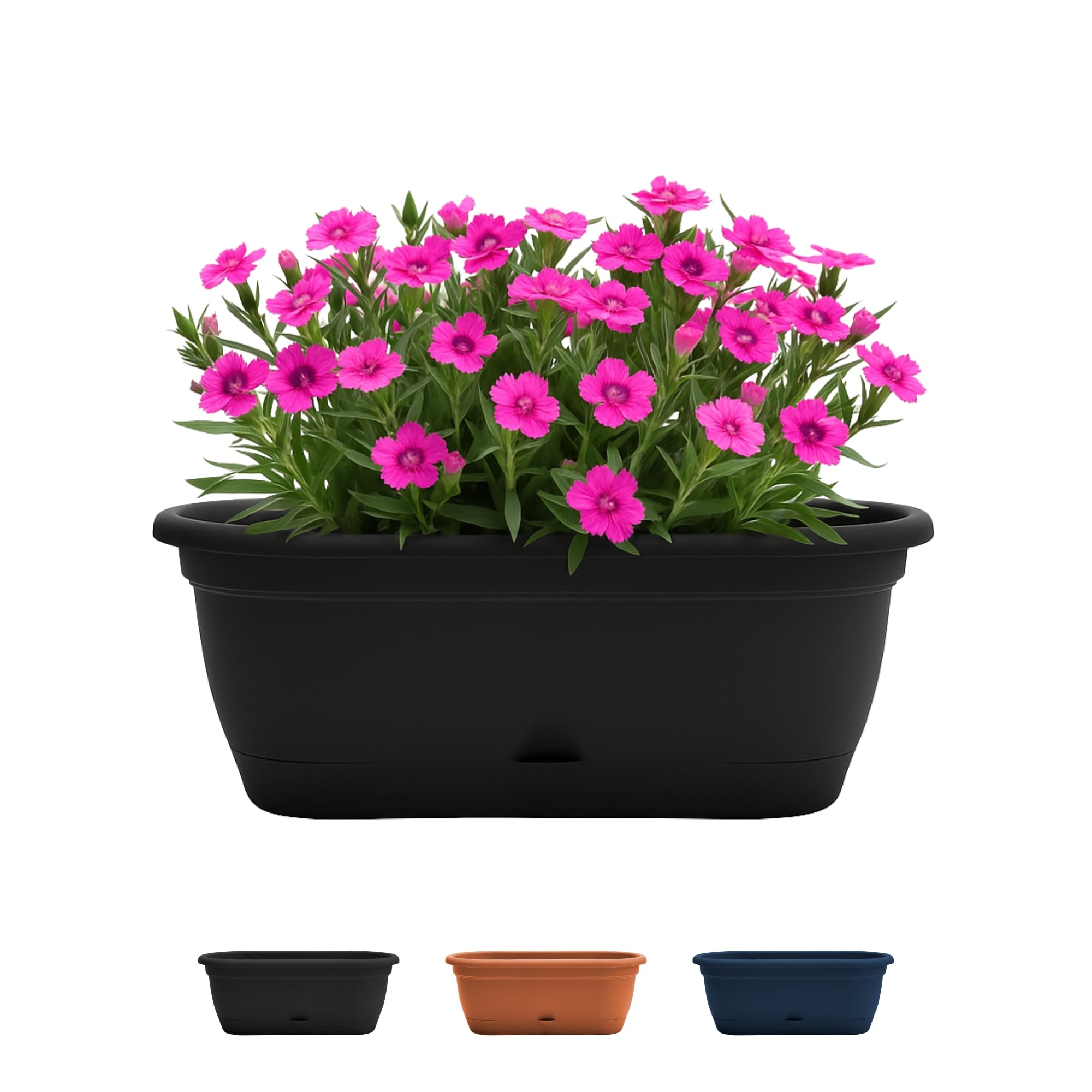 Bloem: Lucca Self Watering Window Box Planter: 18" - Terra Cotta - Durable Long Lasting Plastic Pot, Indoor & Outdoor Use, Gardening, 2.5 Gal Capacity