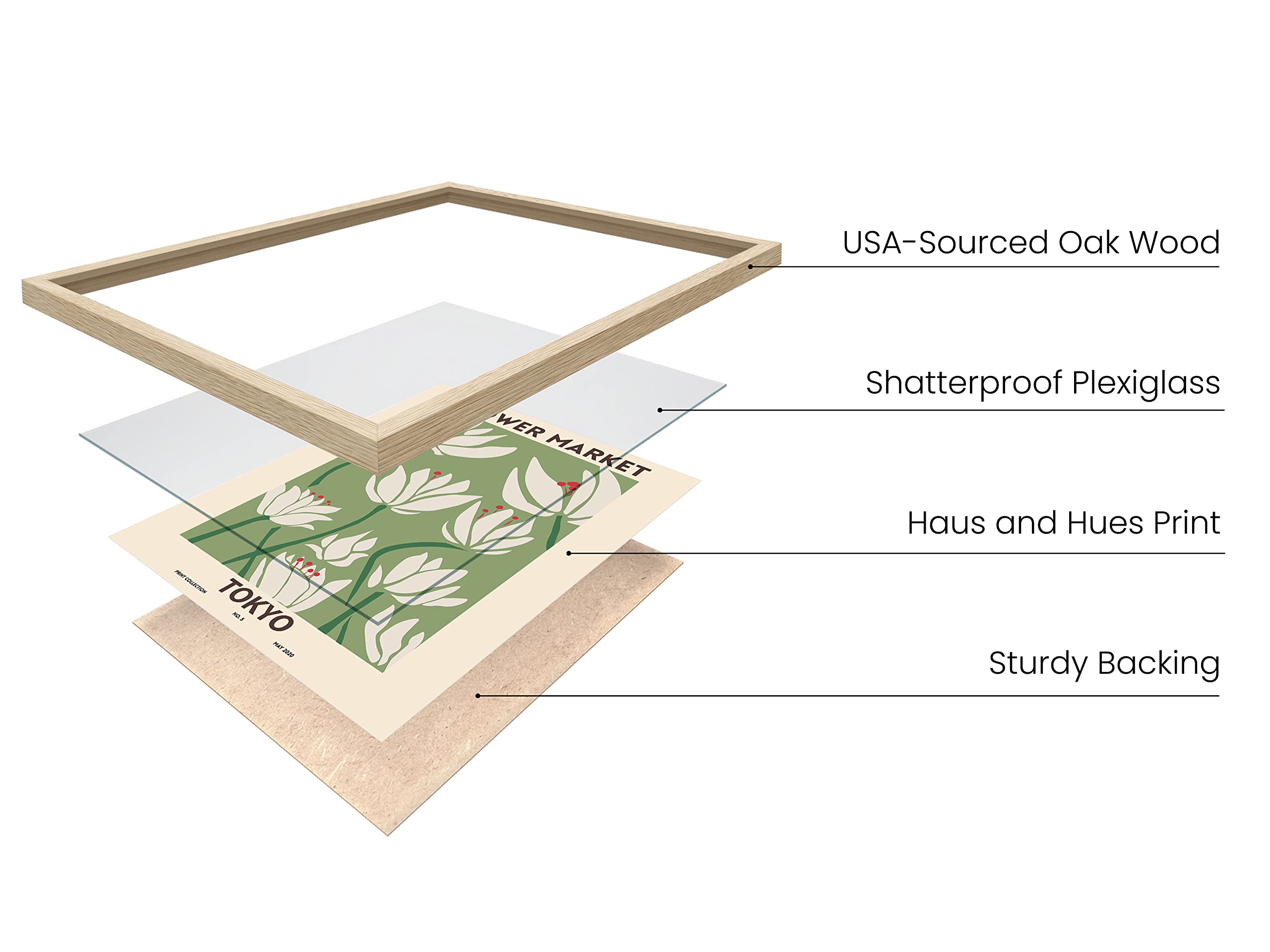 HAUS AND HUES Flower Prints Framed, Matisse Print, Henri Matisse Print, Minimalist Wall Art, Flower Market Poster (Black, 12x16)