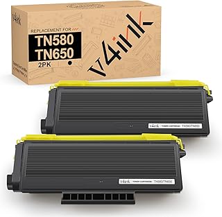 V4INK 2 Pack Compatible Toner Cartridge Replacement for Brother TN650 TN-650 TN580 TN-580, for use in Brother HL-5250DN 5370DW 5340D 5240 5280DW DCP-8080DN 8065DN MFC-8890DW 8860DN 8480DN 8460N 8870