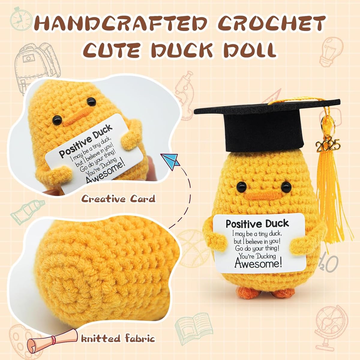 Graduation Gifts, Inspirational Positive Duck with Cap and Greeting Card Graduation Gifts Class of 2025 - Image 3