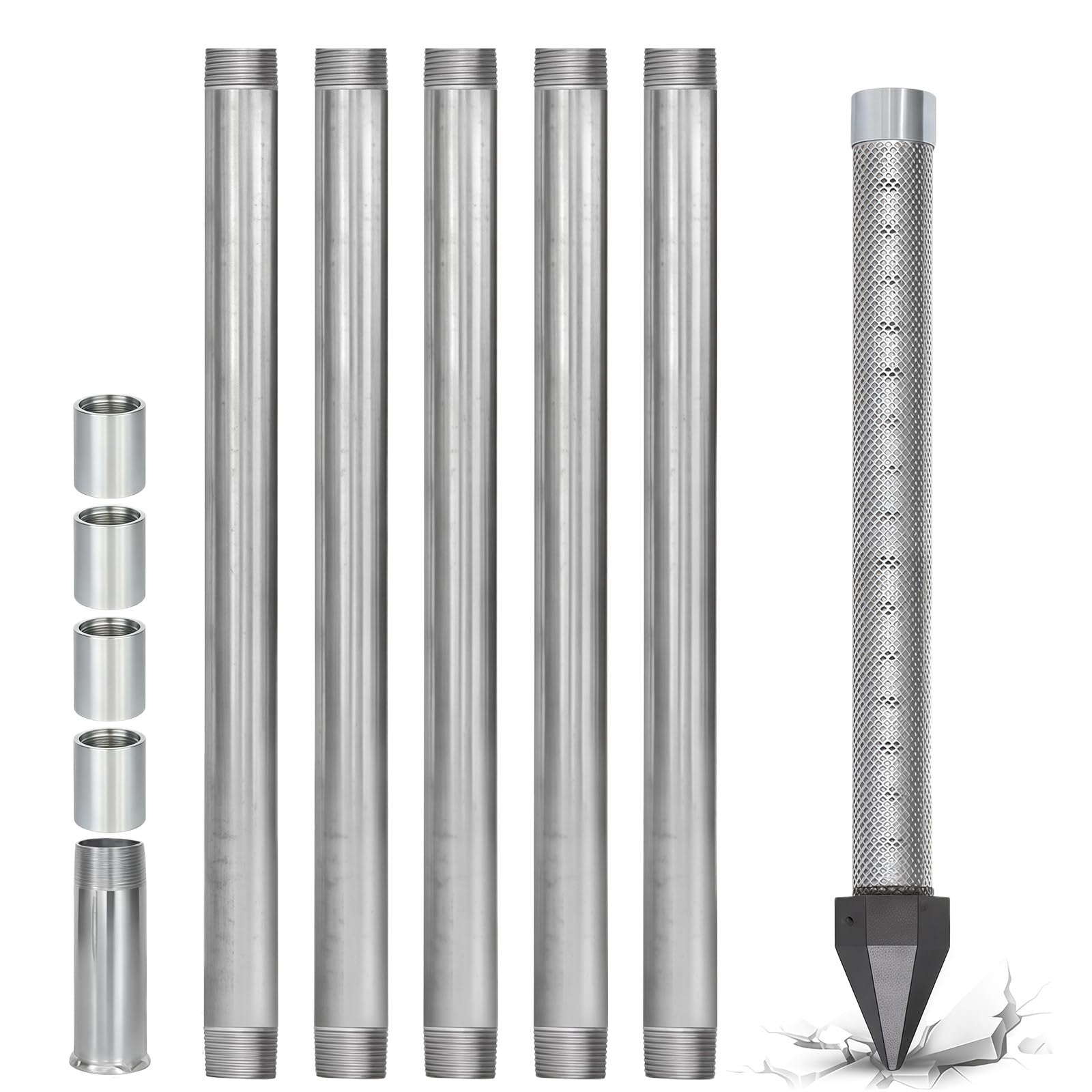 Bangbangji Multicolor 1/4" Heavy Duty Well Drive Point Kit, For Farm Wells 5+1Kit-6M