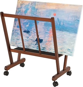 VISWIN Large Art Storage Rack with Casters Wooden Drying & Display Rack for Canvas, Prints, Posters Art Organizer for Shows, Studios & Galleries Walnut