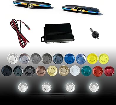 Parking Sensor kit New Feature Rear with Selectable Distance in Feet, Bidirectional Display Options, and Customizable Numeric Orientation And there are 20 color probes to choose fromSilver