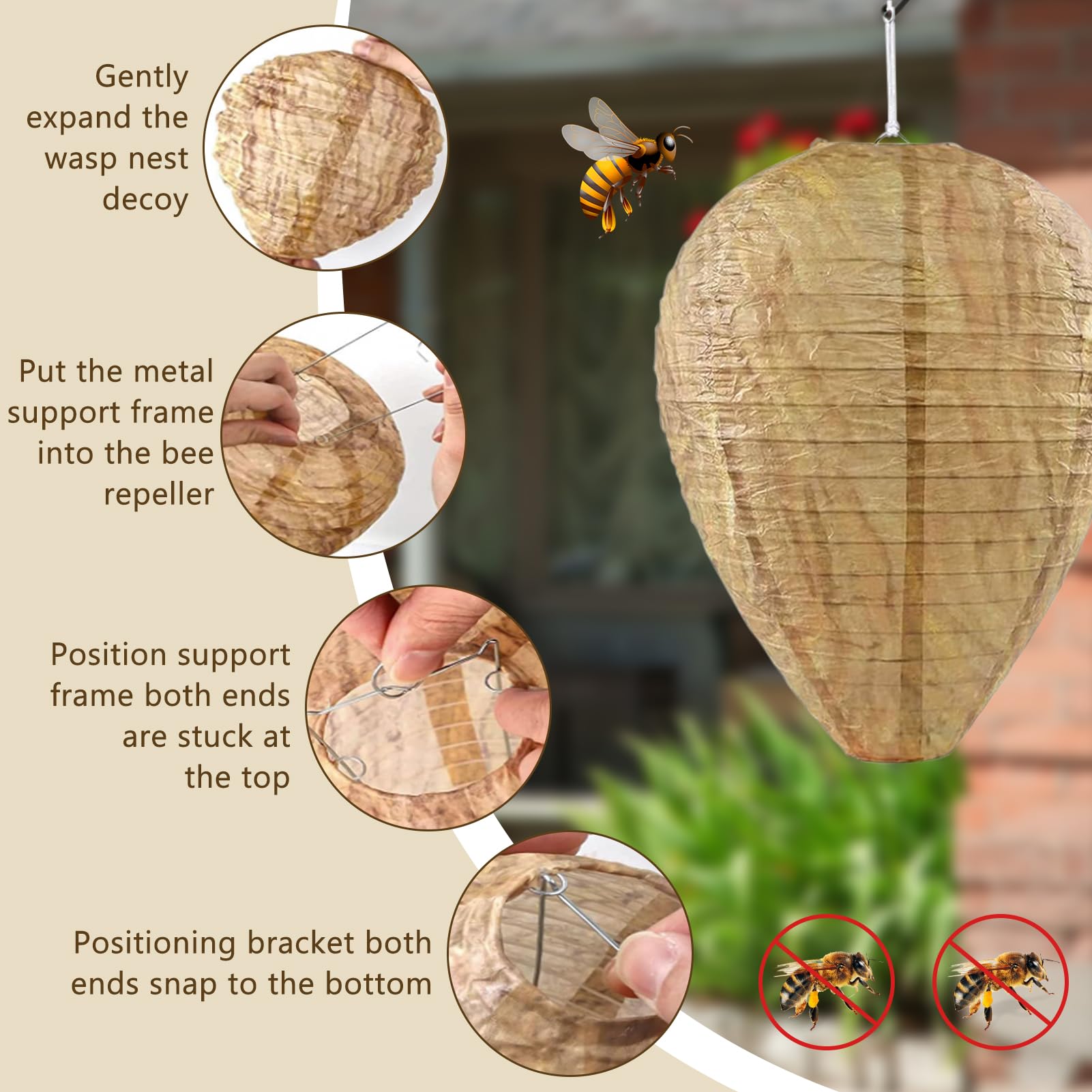 6 Stck Wespennest Attrappe Wetterfest, Hornissennest Attrappe, Knstliches  Wespennest, Wespen Nestbau Verhindern, Aufhngen Falsches Wespennest fr  Vertreibe Wespen vor Haus und Garten : Amazon.de: Garten