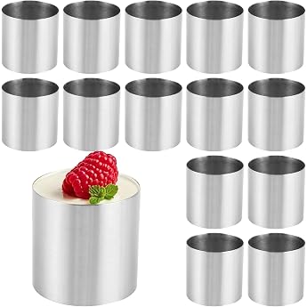 Pack of 15 Round Cake Rings and Dessert Rings Mousse Rings Dessert Ring Set Stainless Steel Dessert Rings Diameter 5 cm Stainless Steel Baking Ring Serving Rings Mousse Cake Rings for DIY Cake Fondant Sushi